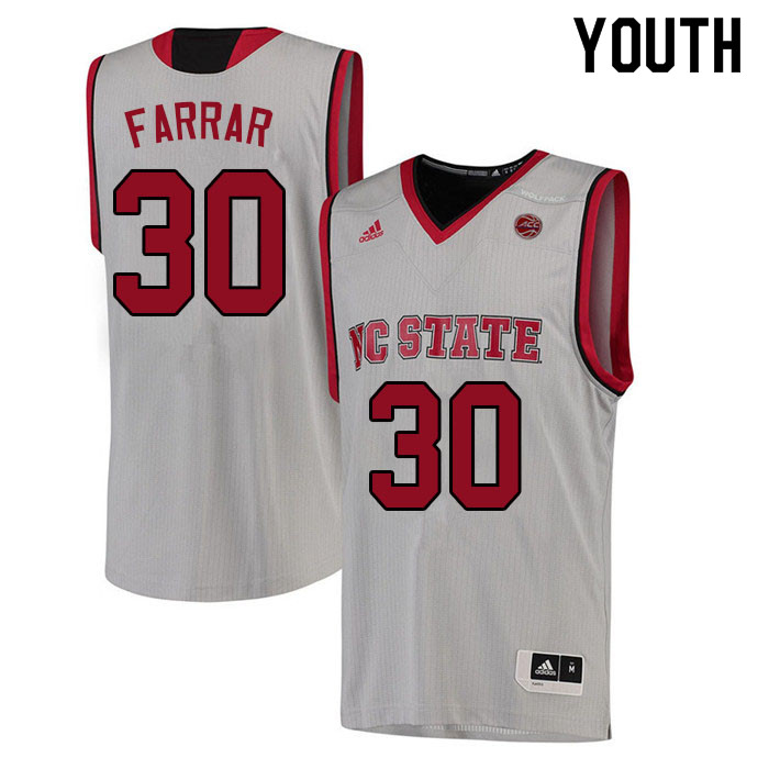 Youth #30 Nick Farrar NC State Wolfpack College Basketball Jerseys Sale-White